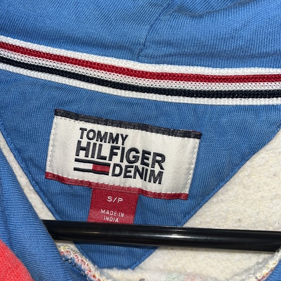 Men’s Multicolored Stripped Tommy Hilfiger Hoodie Hooded Sweatshirt - Picture 4 of 5